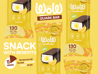 Snack with Benefits banana filling bar packaging dairy haelthy food kefir label design lactose free quark snack