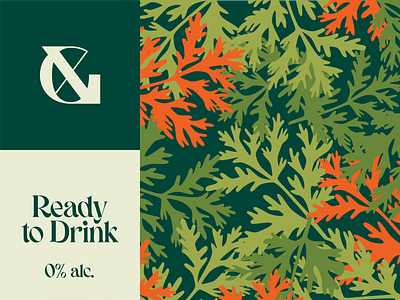 Gin Can Label 0 alc beverage bottle branches can label forest gin illustration juniper natural non alc non alcoholic sparkling water