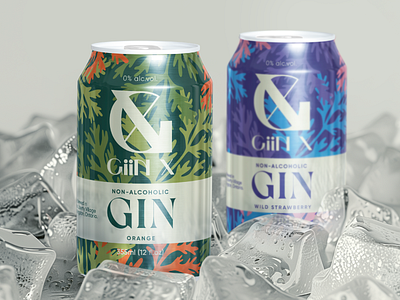 Gin Cans alcohol can design distillery gin ice illustration juniper label design nature orange spirits tonic wild berries