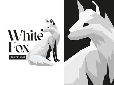 White Fox Logo animal brand character fox geometric logo identity logo mascot nature ppolygonal symbol vulpine vulpo white white fox wild