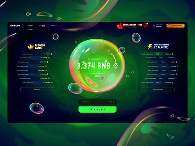 BNB Burst - Blockchain Casino Game animated ui animation bet binance blockchain bnb bubble casino crash crypto dashbaord explosion gambling game gaming graphic design motion graphics soap bubble ui animation web3