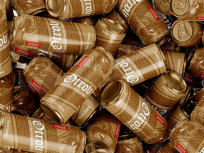 Golden Water Cans beverage branding drink fractur gold golden can gothic gothic font idrntity label medieval packaging poison snake