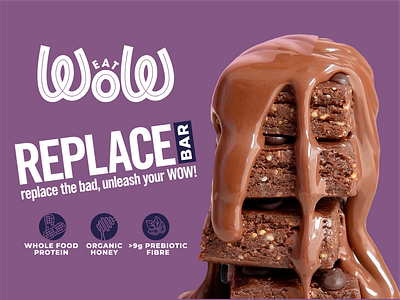 Chocolate Brownie Bar brownie chocolate dessert fiber healthy snack identity label label design protein replace sweets wow wrap