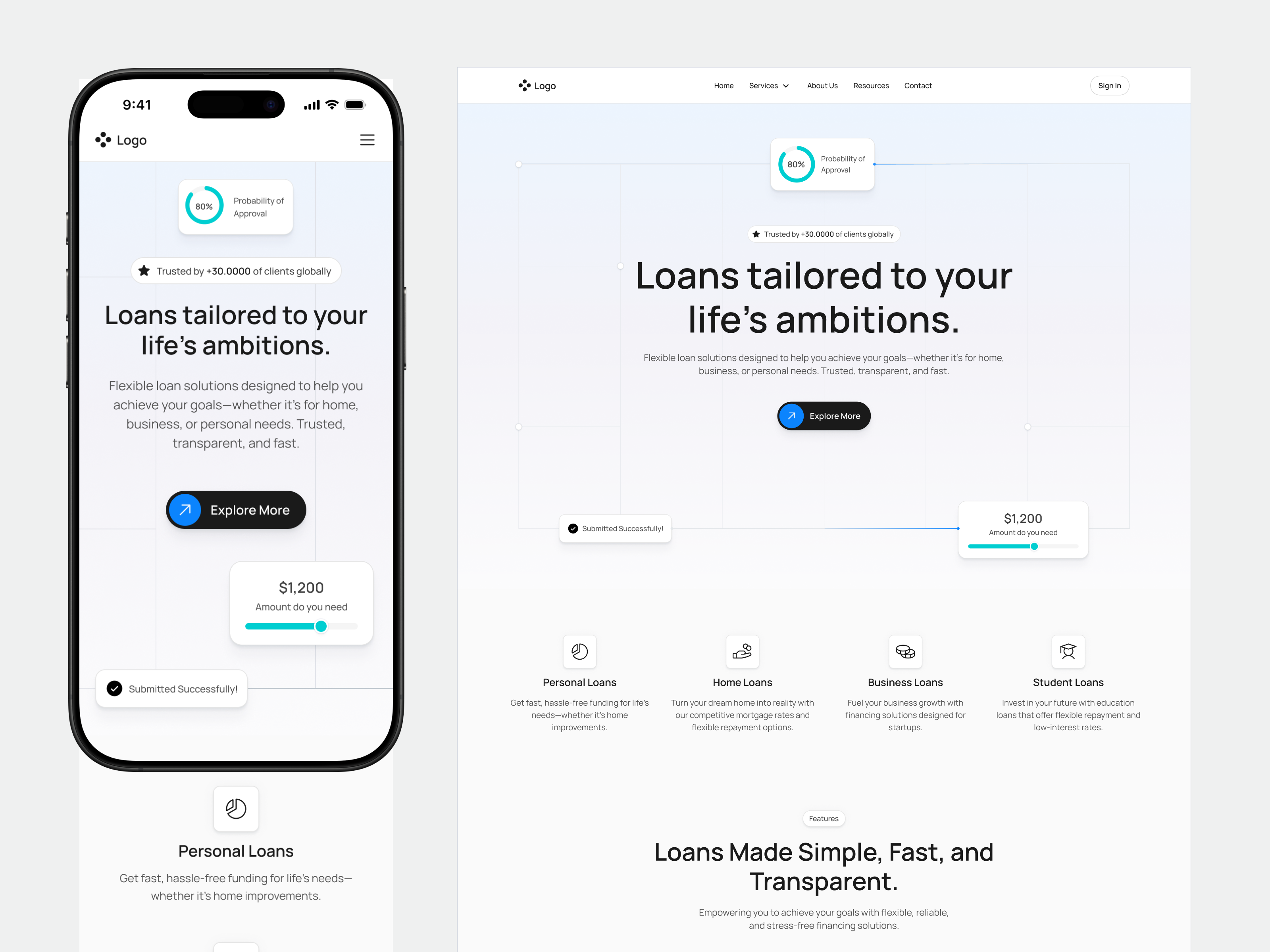 Loan - Web Design b2b b2c finance interface loan money management saas ui uidesign uiux web design