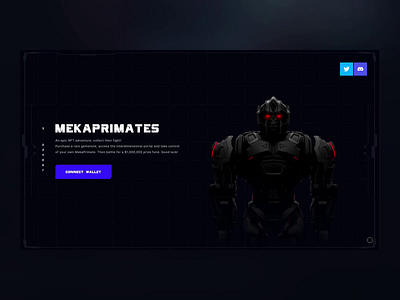 Mekapes - NFT Collection Landing Page 2d 3d animation blockchain crypto cyber futuristic game gaming gorilla graphic design home page illustration landing page monkey nft nft collection robot scroll animation web3
