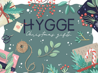 Hygge Christmas gifts + constructor branding christmas design doodles flat gifts hygge illustration mockup north plants procreate vector winter
