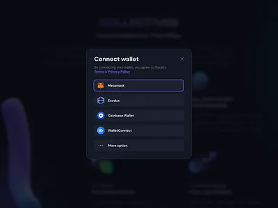 Sign in modal crypto platform landing page modal nft sign in user interface web3