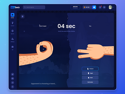 Rock Paper Scissors Game - Online Casino 2d art blockchain casino crypto dahboard gambling game gaming graphic design hand illustration online game paper rock rps space theme ui ux web3