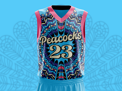 Golden Peackocks appatel basketball bball blue feather fitness jersey peacock pink short design sport sport design