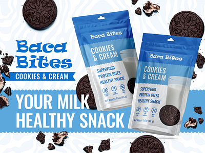 Healthy Snack Bag bite branding cookies dairy granola healthy snack milk oreo packaging design pouch bag snack