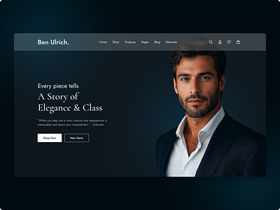 Business Luxury Wear Ecommerce Website Hero graphic design ui