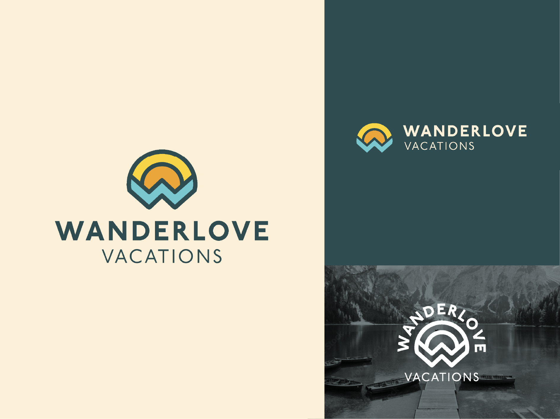 Wanderlove Vacations Branding branding design digital flat graphic design illustration line logo moodboard simple thick lines travel vector