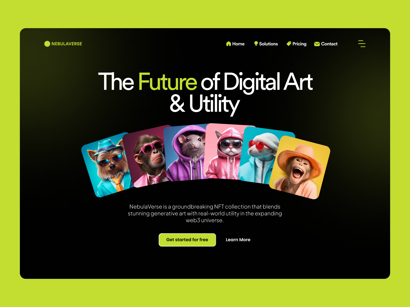 Interactive NFT website animation blockchain cryptocurrency ui uiux