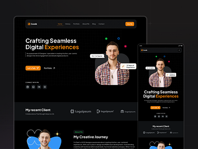 Minimalist Portfolio Website Template dark mode desgin design homepage landing page minimal design personal landing page portfolio ui ux website