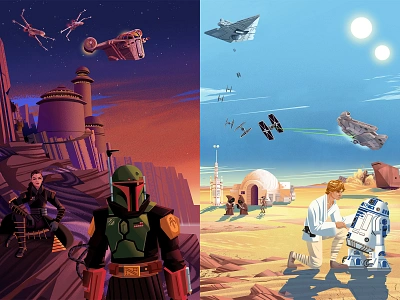 Star Wars: Exploring Tatooine adobe characterdesign desert digitalart digitalpainting drawing editorial illustration force illustration jawas landscapes luke skywalker muti photoshop planets r2d2 shipcase skywalker starwars tatooine