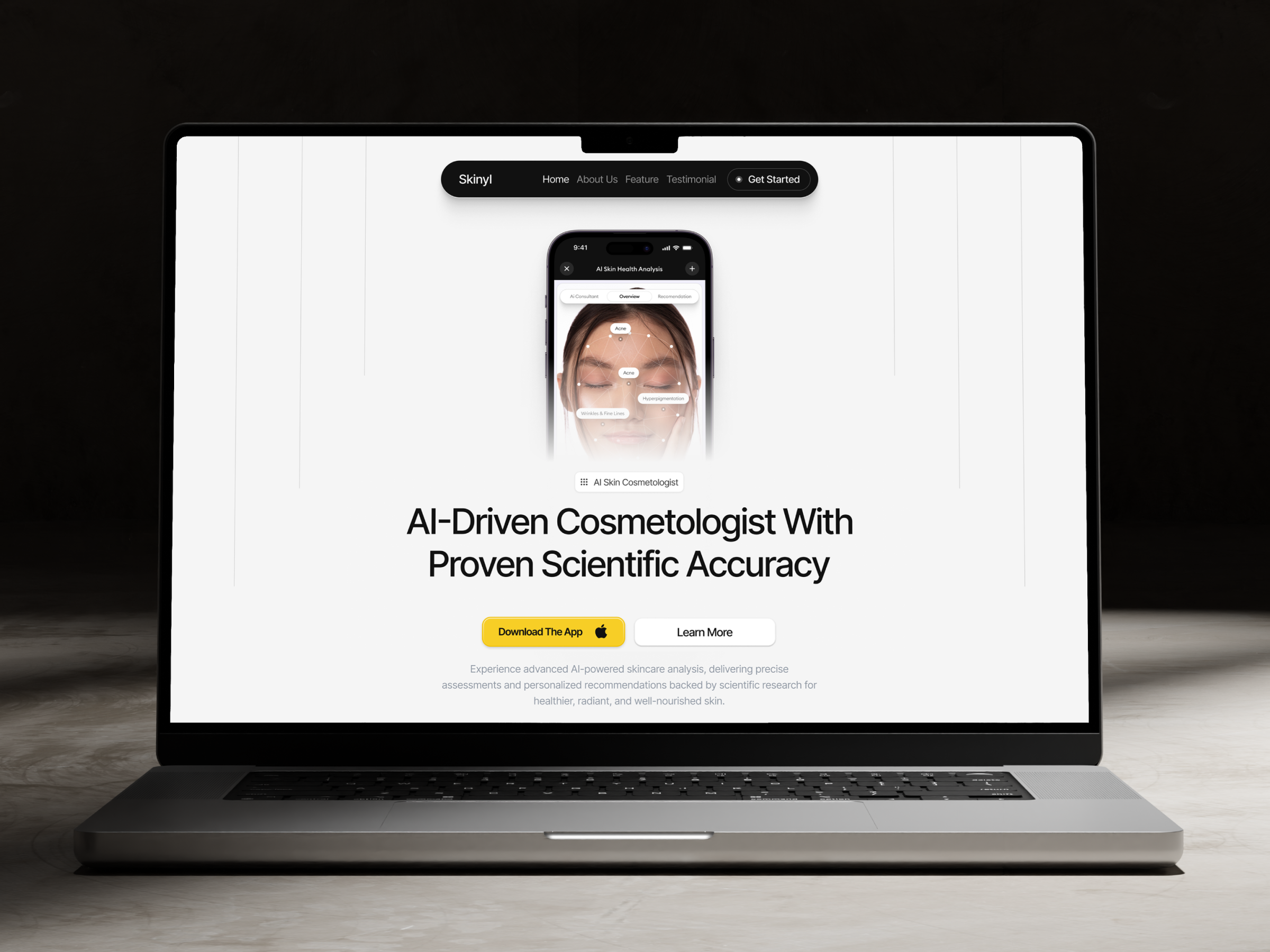 Skiny - AI Skincare Cosmetologist Landing Page