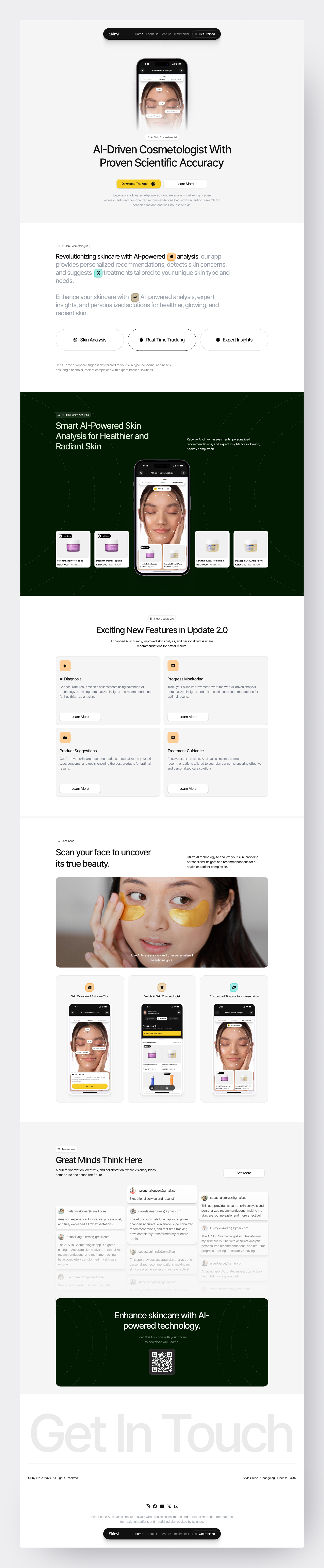 Skiny - AI Skincare Cosmetologist Landing Page
