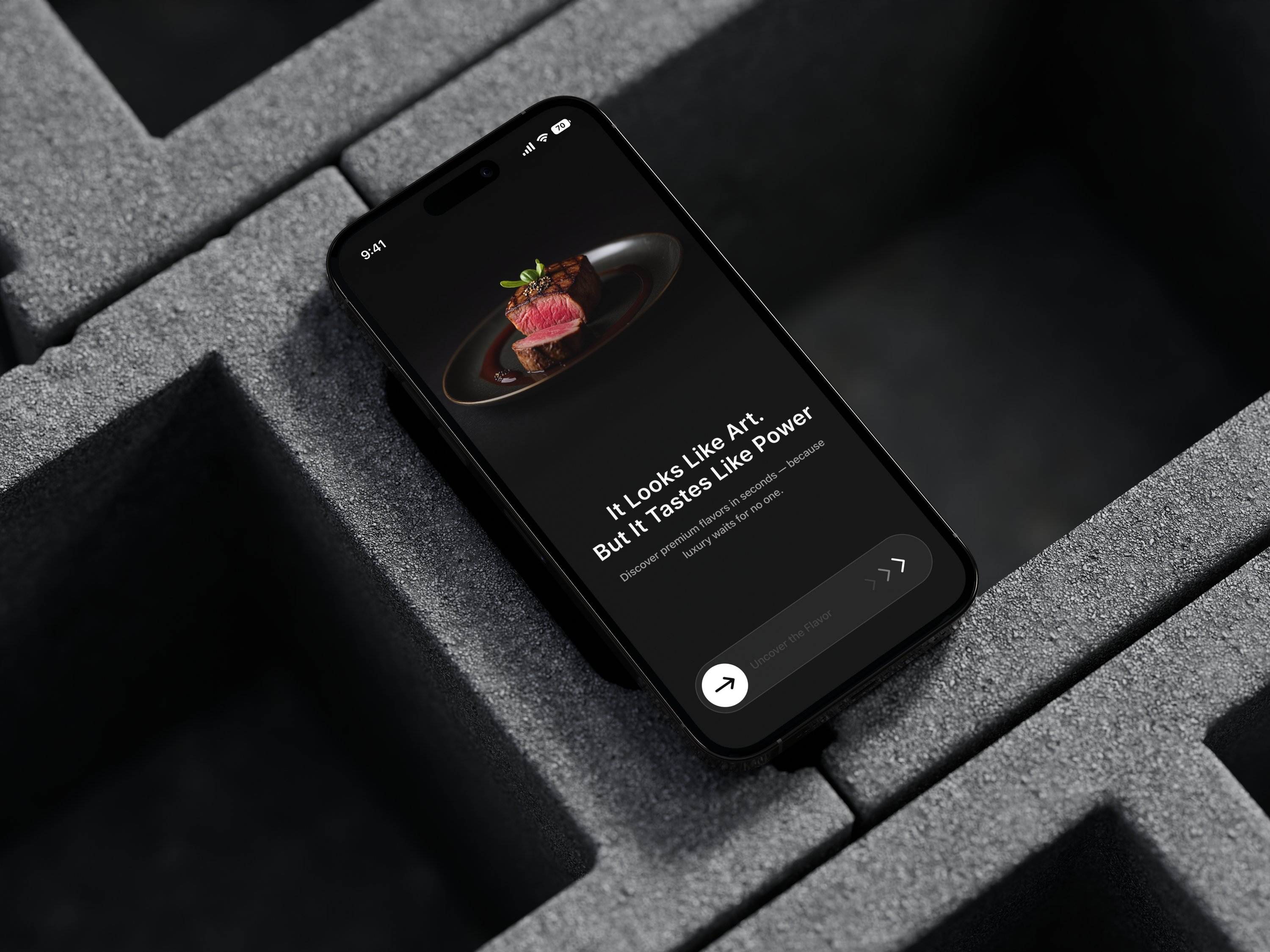 Food - Mobile app clean cooking dark food food app food app design food delivery food menu foody meal minimal minimalistic mobile mobile app onboarding order food restaurant app steak ui ux