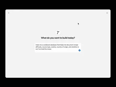 Notion AI-assisted database creation ai animation app build cookbook database design loading notion product spreadsheet table text to app ui ux