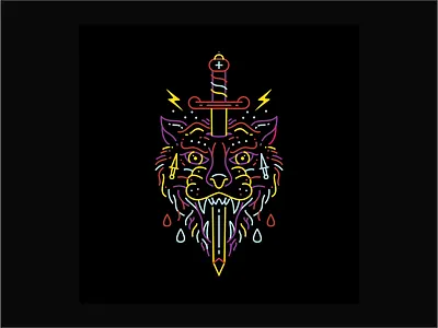 MYSTIC WOLF artwork branding floral graphic design illustration lineart logo monoline myth tiger wolf