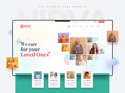 Nirva | Website Template for Elderly Care beautiful website design care home website design elderly website figma landing page ui ui design ux ux design website website design website design template wordpress design