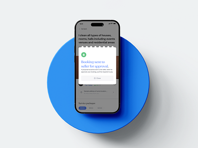 Booking modal - Renda app mockup app modal b2c app booking bookingapproval bookingflow cleanui dribbble freelancermarketplace iosdesign marketplace app minimaldesign mobile app mobileconfirmation mobilemockup modern app photoshop service app servicebooking servicemarketplace