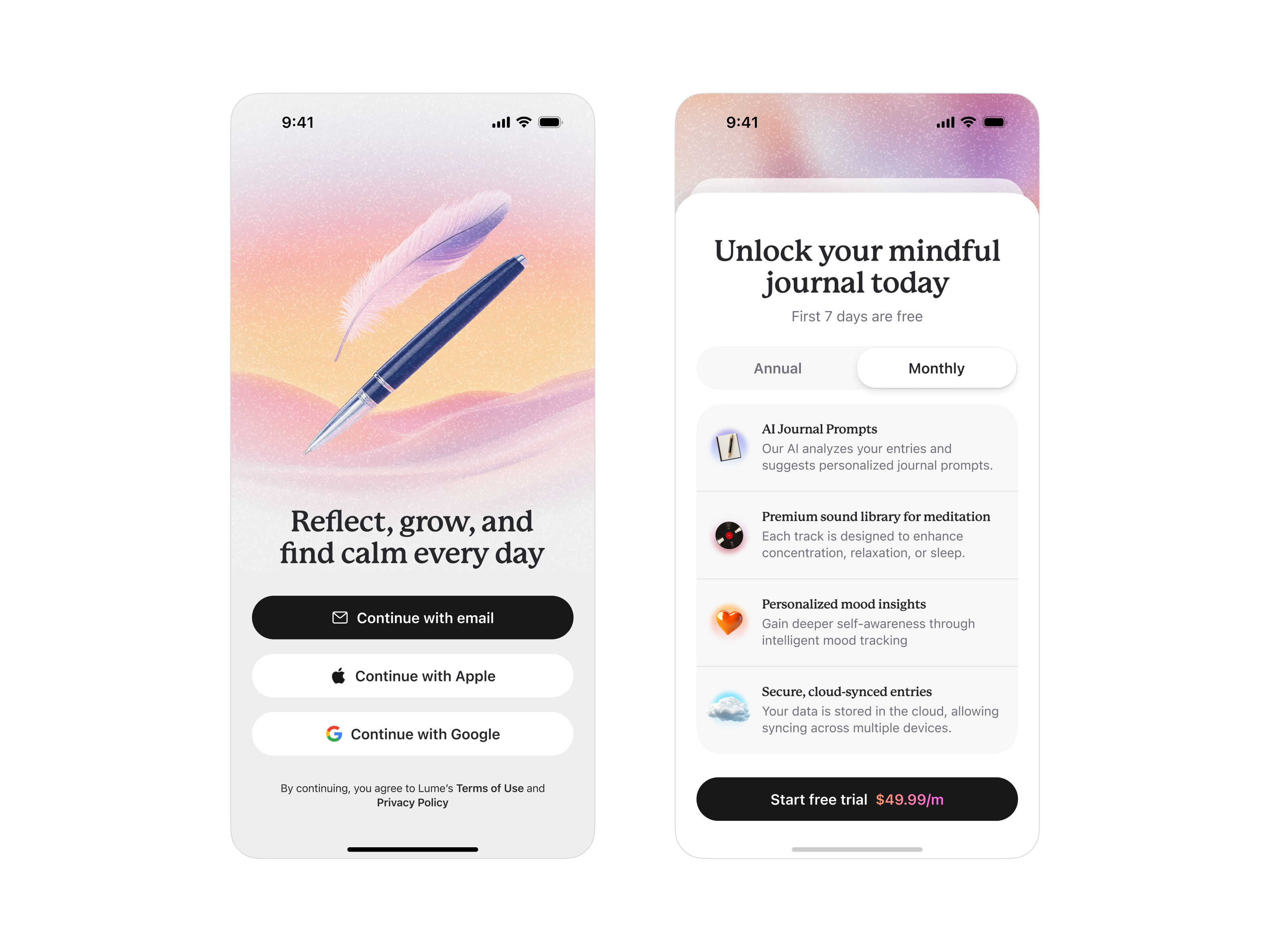 Example of Lume - Journaling App