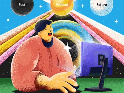 Live in the Present ✨ adobe illustrator adobe photoshop colorful illustration future illustration grain art grain brush grain texture illustration illustrator livelonglife meaningful illustration noise texture present star illustration thinking illustration vector art