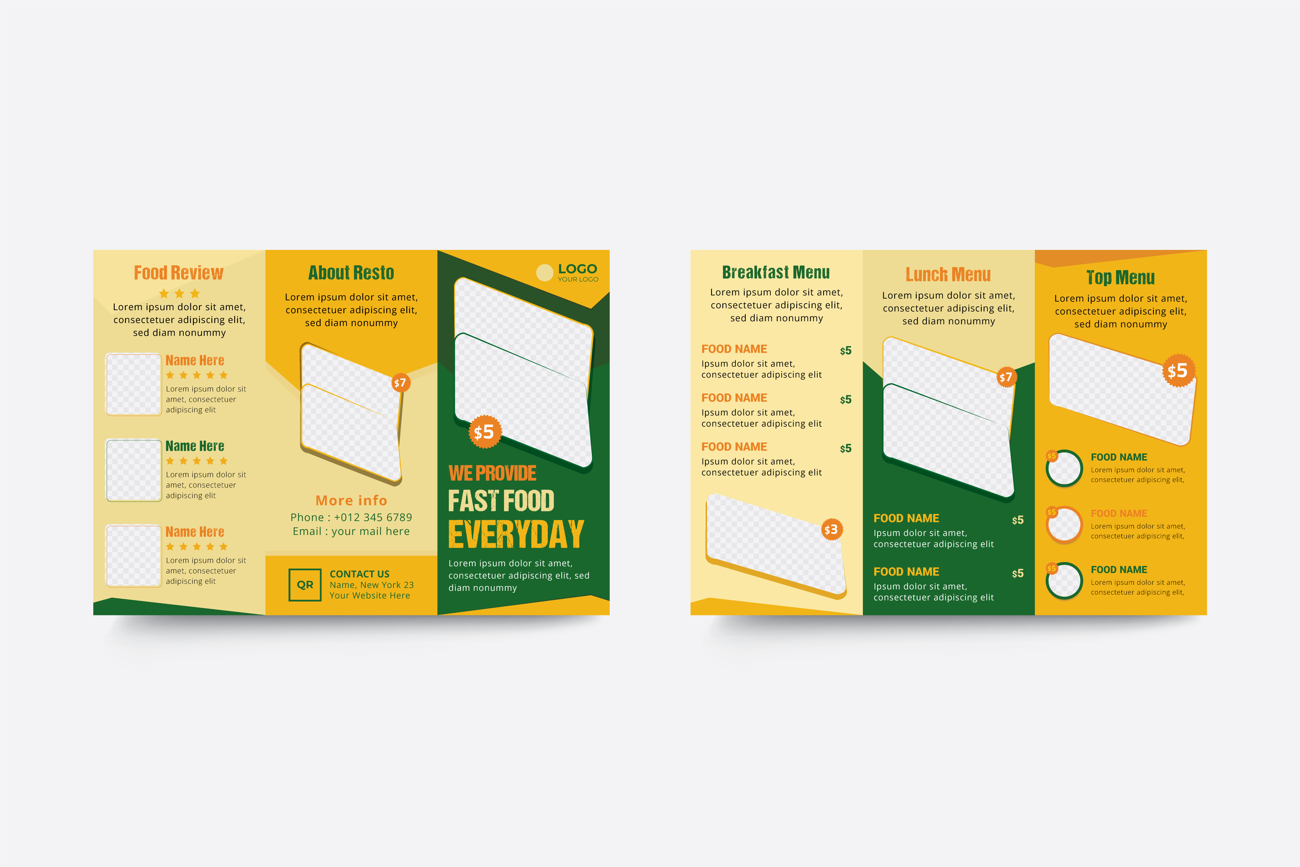 Restaurant trifold template menu
