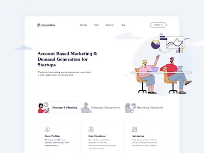 Macambo UX Design & Webflow build agency blue clean design flat illustration marketing minimal modern sky ui ux vector web