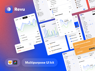 Revu - Multipurpose UI kit for SaaS Startups admin agile analytics app crm dashboard database design gantt inspiration kanban multipurpose product design saas software startup template ui ui kit ux