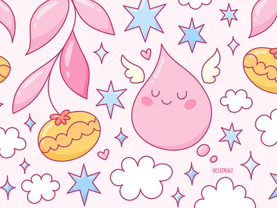 Cartoon Illustration for coffee. Doodle character art art artist cartoon character coffee design doodle female girl girly illustration leaves pink star vector