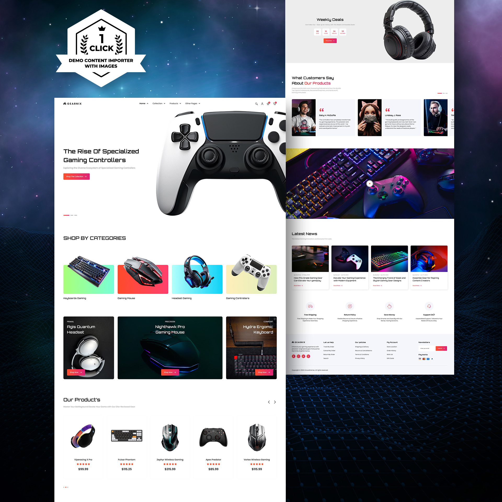 Gearnix - Gaming Gear WooCommerce WordPress Theme computer shop ecommerce elementor game console game devices game ecommerce game shop game website gaming gaming gears shopify shopify theme tailwind css web design web development website design woocommerce woocommerce theme wordpress wordpress theme