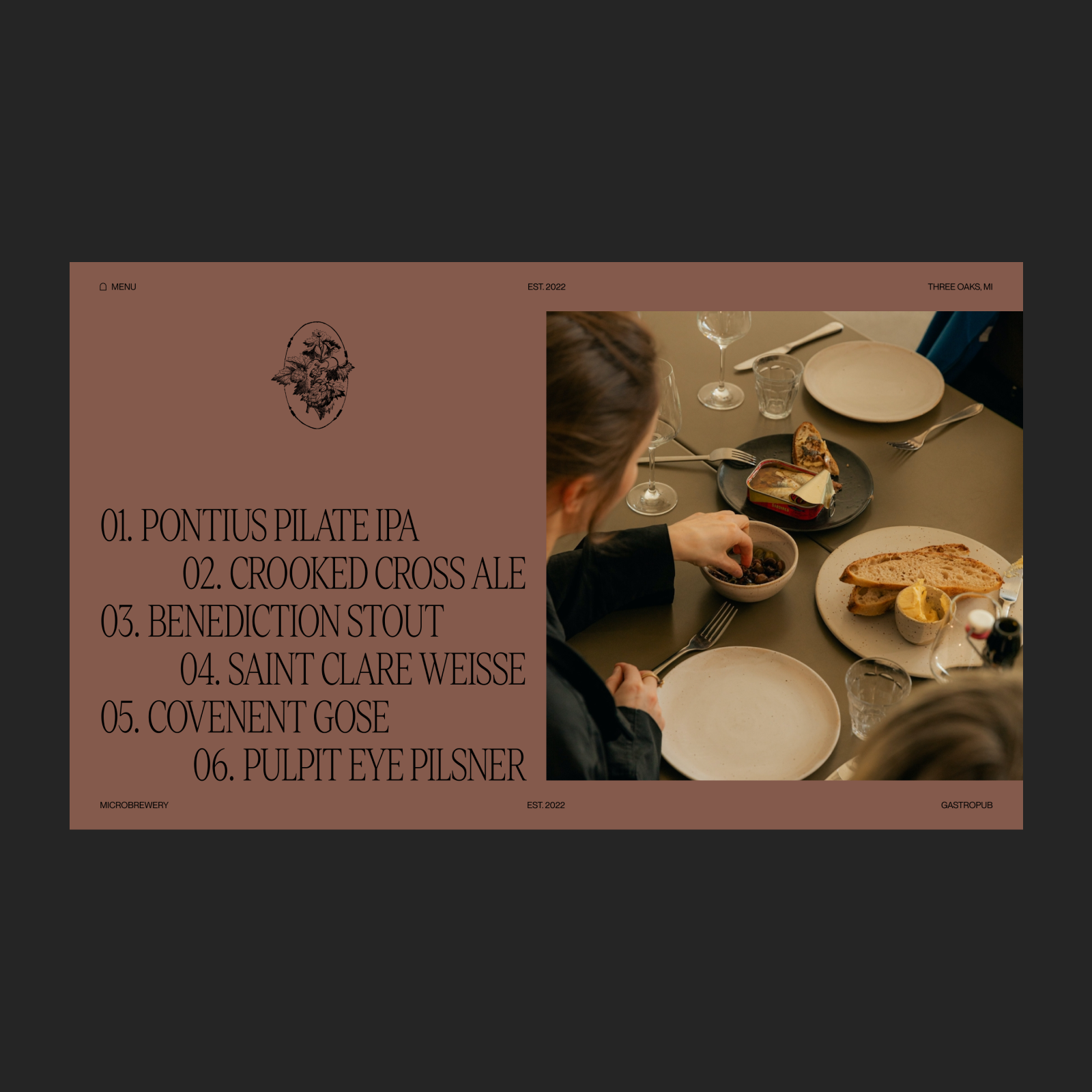 Modern Brewery - Beer List alcohol beer brand branding carousel design ecomm ecommerce editorial fancy food hero home homepage restaurant type typographic typography ui web