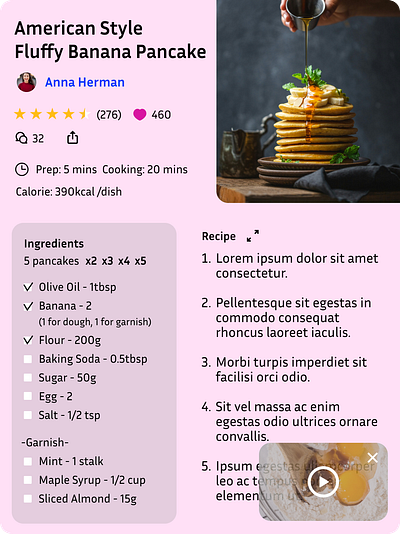 Recipe or Food Order (iPad) app dailyui design ui ux