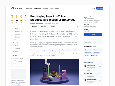 Community blog post page article blog blogpage component library components design kit design system enterprise figma flowbite