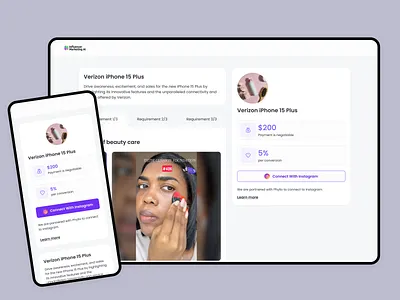 Influencer Campaign Experience design designer designinspiration digitalproduct figma influencer influencermarketing productdesign responsive responsivedesign saas ui uidesign uiuxdesign userexperience userinterface ux webapp webappdesign webdesign