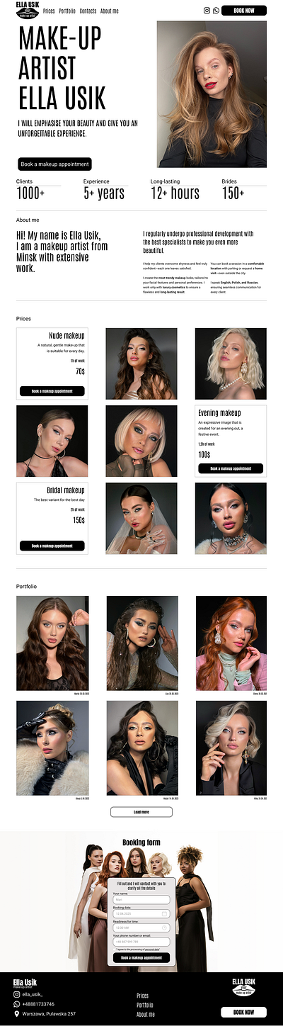 Landing Page for Make-up Artist landing for visagiste landing page make up landing ui ux web design