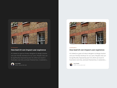 Card UI design for news (Light and Dark themed) card cards dark theme figma graphic design latest light theme news product ui