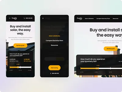Huglo UX Design & Webflow build australia black clean design flat minimal solar ui ux vector web