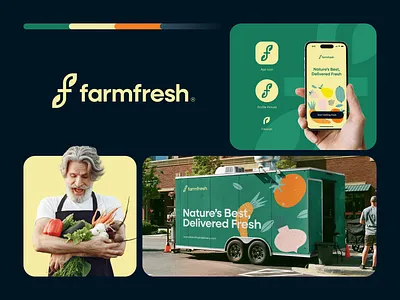 Farmfresh Logo Design app branding brand identity branding food delivery fresh branding graphic design green logo trendy logo visual identity yellow logo