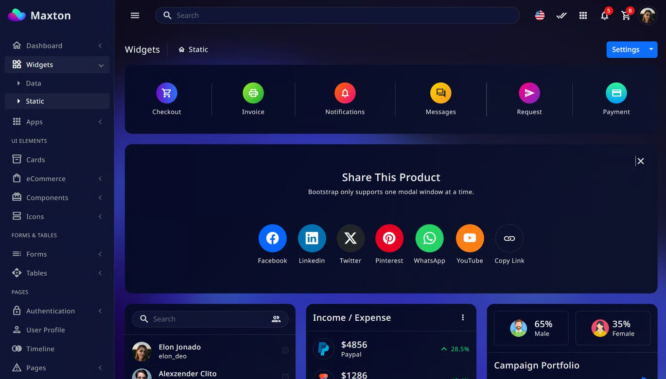 Maxton - Light Mode Admin Dashboard Template by Nexl Tech on Dribbble image.