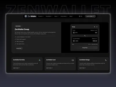 ZenWallet - Crypto Wallet blockchain branding cryptobridge cryptocards cryptopayments cryptoportfolio cryptowallet defi digitalwallet figmadesign nfts uidesign uiux web3