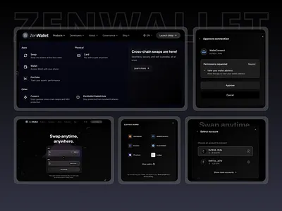 ZenWallet - Crypto Wallet blockchain branding cryptobridge cryptocards cryptopayments cryptoportfolio cryptowallet defi digitalwallet figmadesign nfts uidesign uiux web3