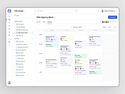 Clorio - Calendar View Page Design calendar design calendar view dashboard date filllodesign landing page management portal progress saas software task time ui design ui ux design web design