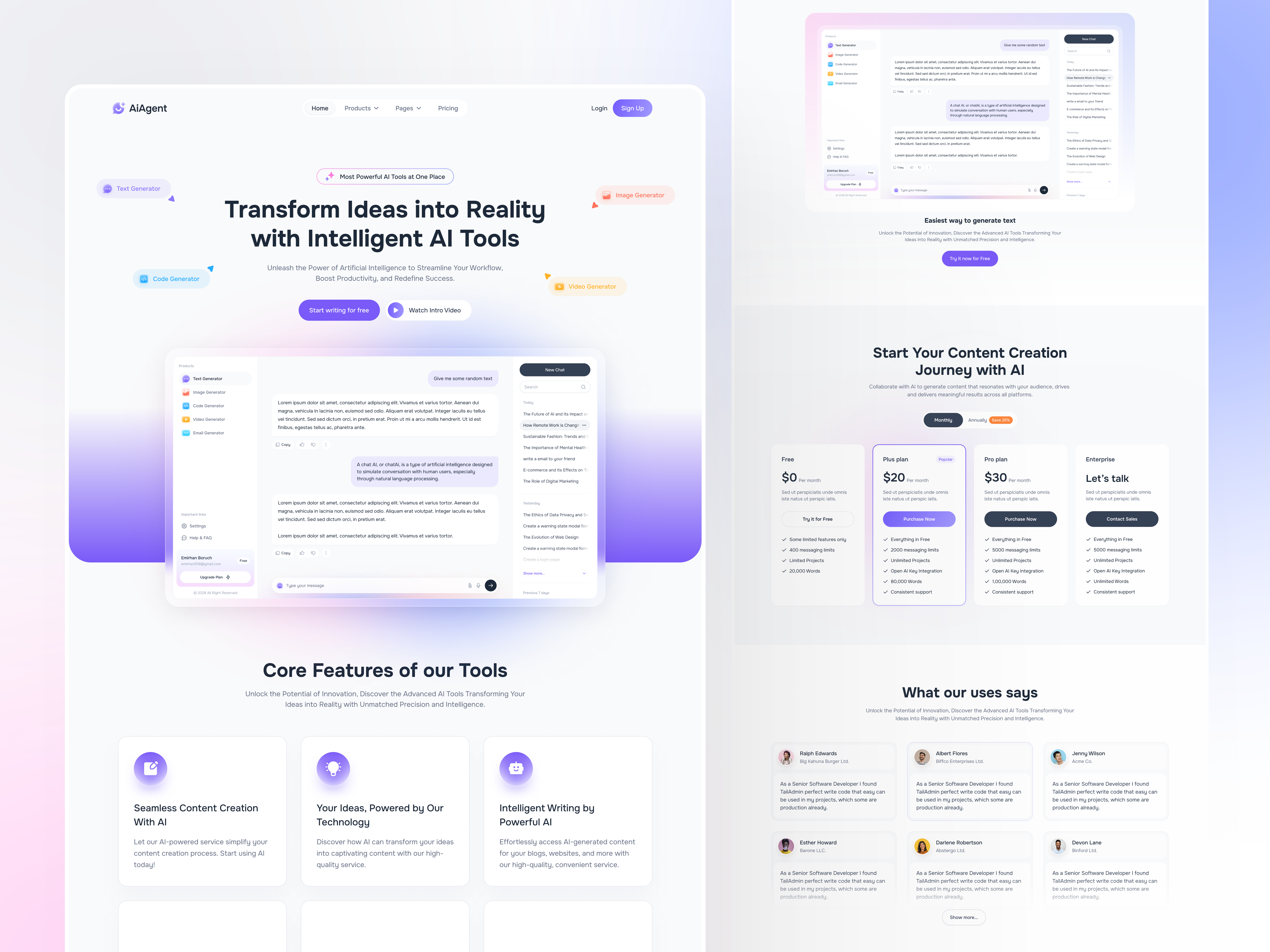 Multipurpose AI Tools Landing Page ai aitools artificial intelligence creativeai figma landing landing page modern design saas startup tech ui ui design ux design
