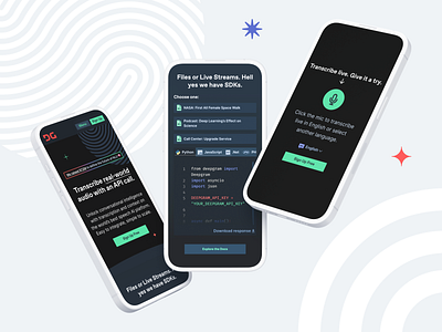 Deepgram website redesign, mobile ai animation branding design graphic design machine learning speech recognition ui website design
