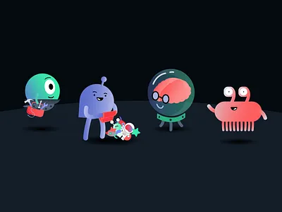 Deepgram brand characters ai aliens branding character design design graphic design illustration machine learning space speech recognition