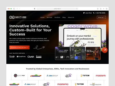 IT Web Site Design: Landing Page / Home Page UI darkthem figma fiver hero section homepage inspiration it logo trending ui uiux ux website
