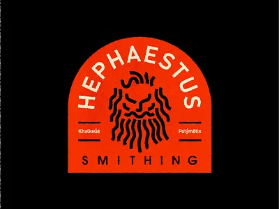 Hephaestus vintage brand mark flat greek hephaetus logo mark mythology poster retro vector vintage